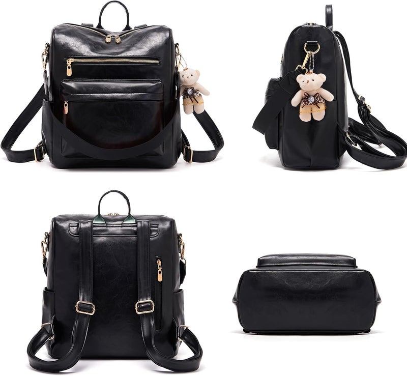 Soperwillton Women Backpack Purse Multipurpose Design Handbags Shoulder Bag PU Leather Travel bag Backpack Set 2pcs - Image 2